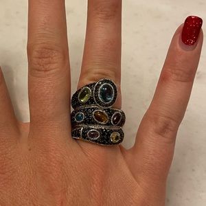 Judith Ripka 925 Snake Black Spinel And Multi-gemstone size 7